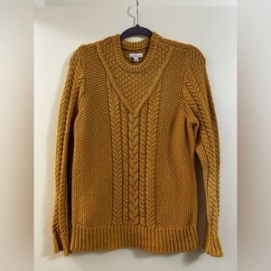 NWOT LL Bean Women's Signature Cotton Fisherman Sweater, Mustard Size Small